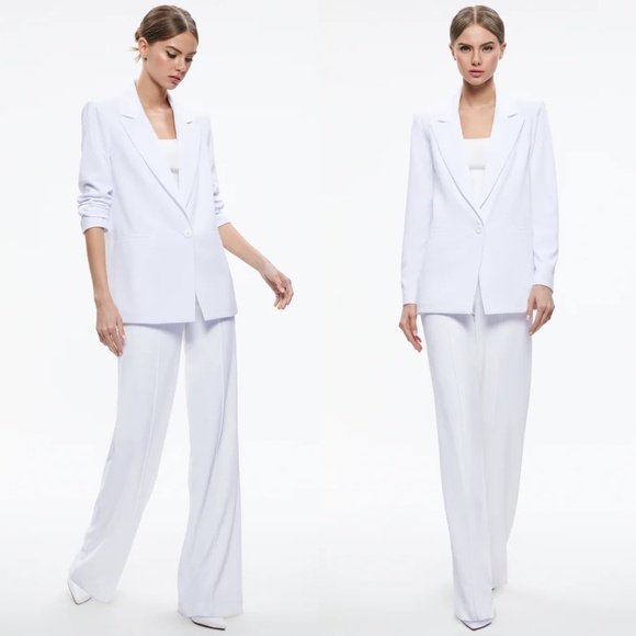 alice + Olivia Denny notch collar white boyfriend blazer - Picture 2 of 9